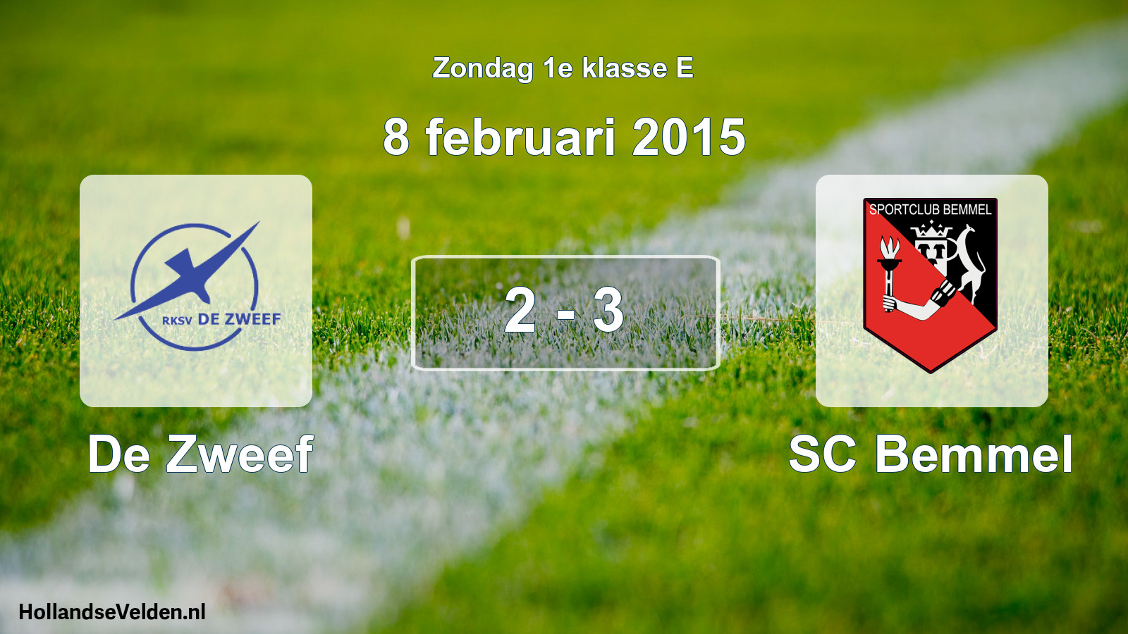 Total number of matches played: De Zweef - SC Bemmel 2 - 3 (8 February 2015)