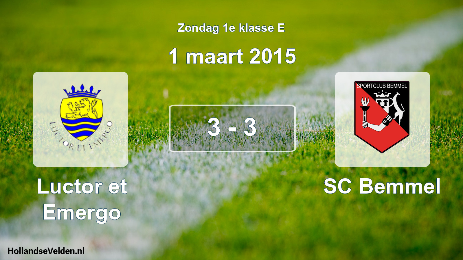 Total number of matches played: Luctor et Emergo - SC Bemmel 3 - 3 (1 March 2015)