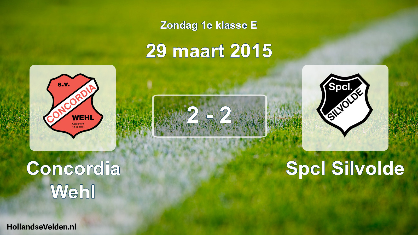 Total number of matches played: Concordia Wehl - Spcl Silvolde 2 - 2 (29 March 2015)