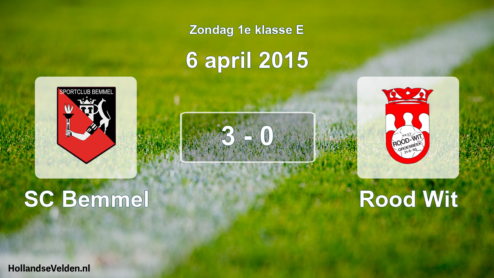 Total number of matches played: SC Bemmel - Rood Wit 3 - 0 (6 April 2015)