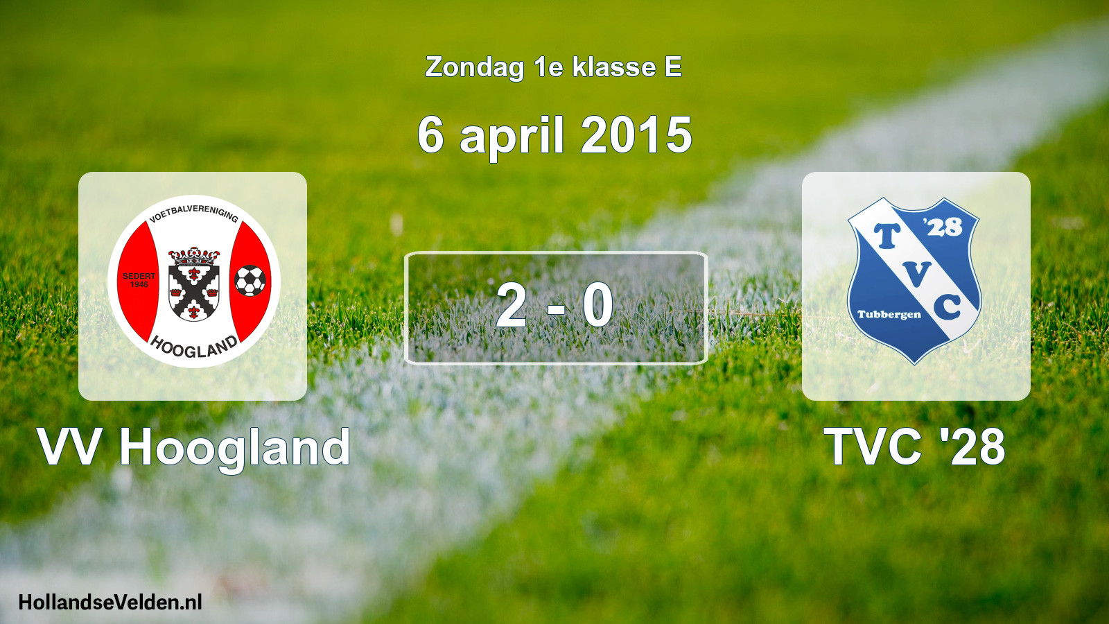 Total number of matches played: VV Hoogland - TVC '28 2 - 0 (6 April 2015)