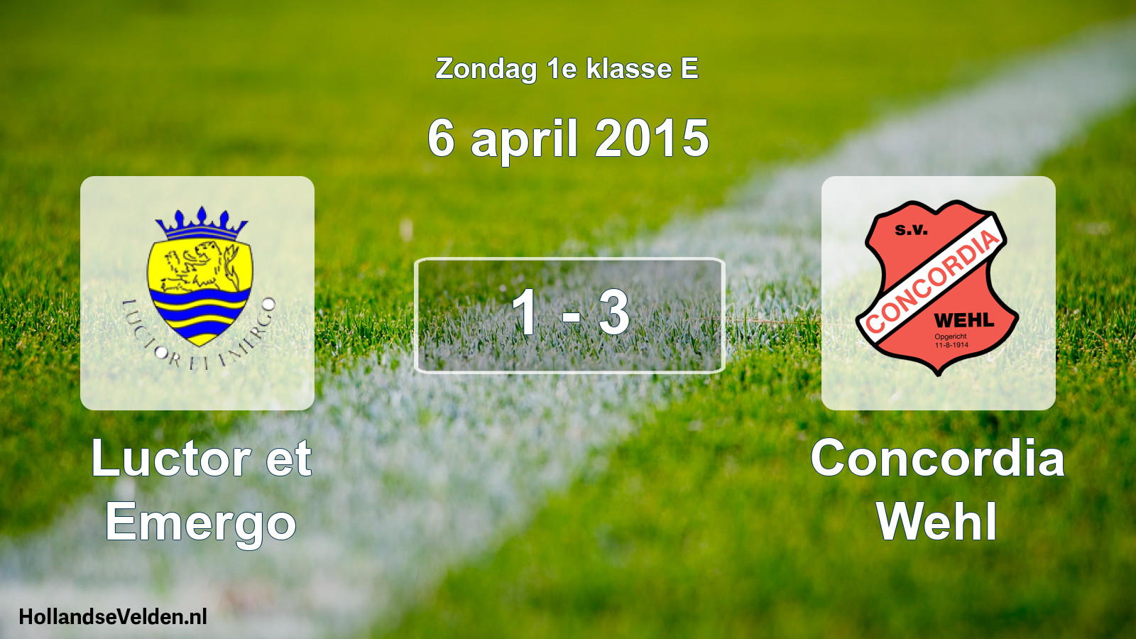 Total number of matches played: Luctor et Emergo - Concordia Wehl 1 - 3 (6 April 2015)