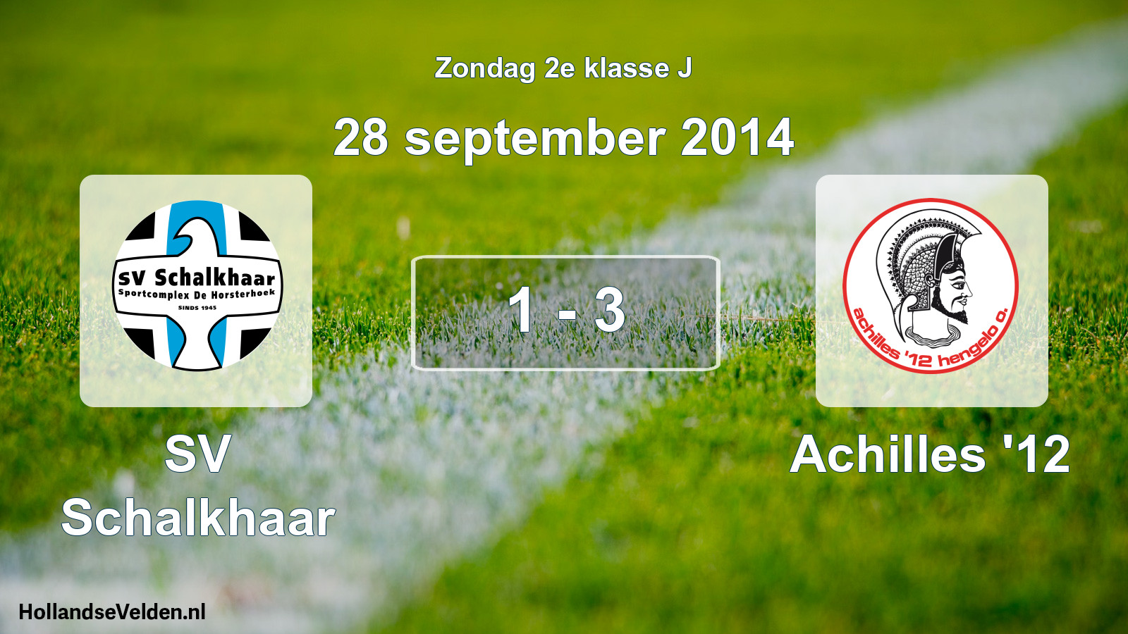 Total number of matches played: SV Schalkhaar - Achilles '12 1 - 3 (28 September 2014)