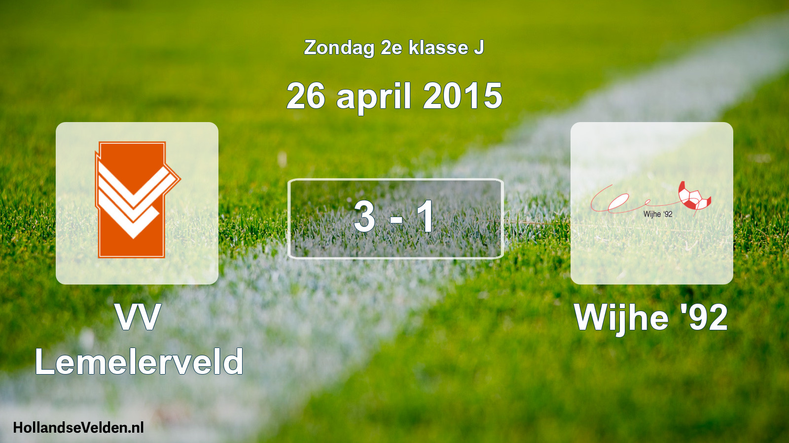 Total number of matches played: VV Lemelerveld - Wijhe '92 3 - 1 (26 April 2015)