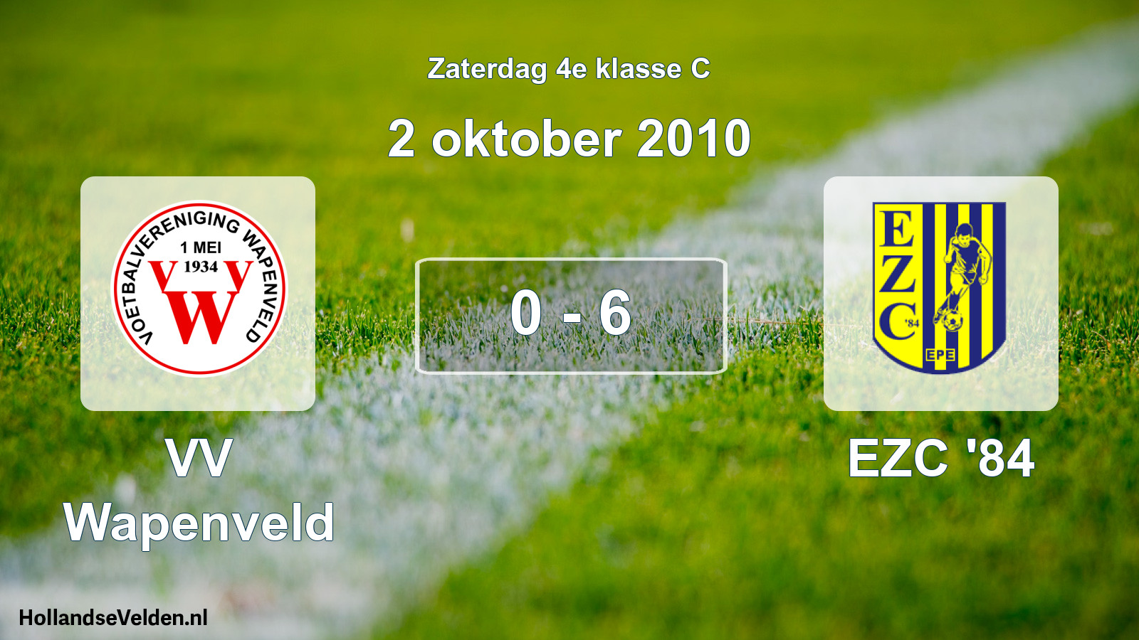 Total number of matches played: VV Wapenveld - EZC '84 0 - 6 (2 October 2010)