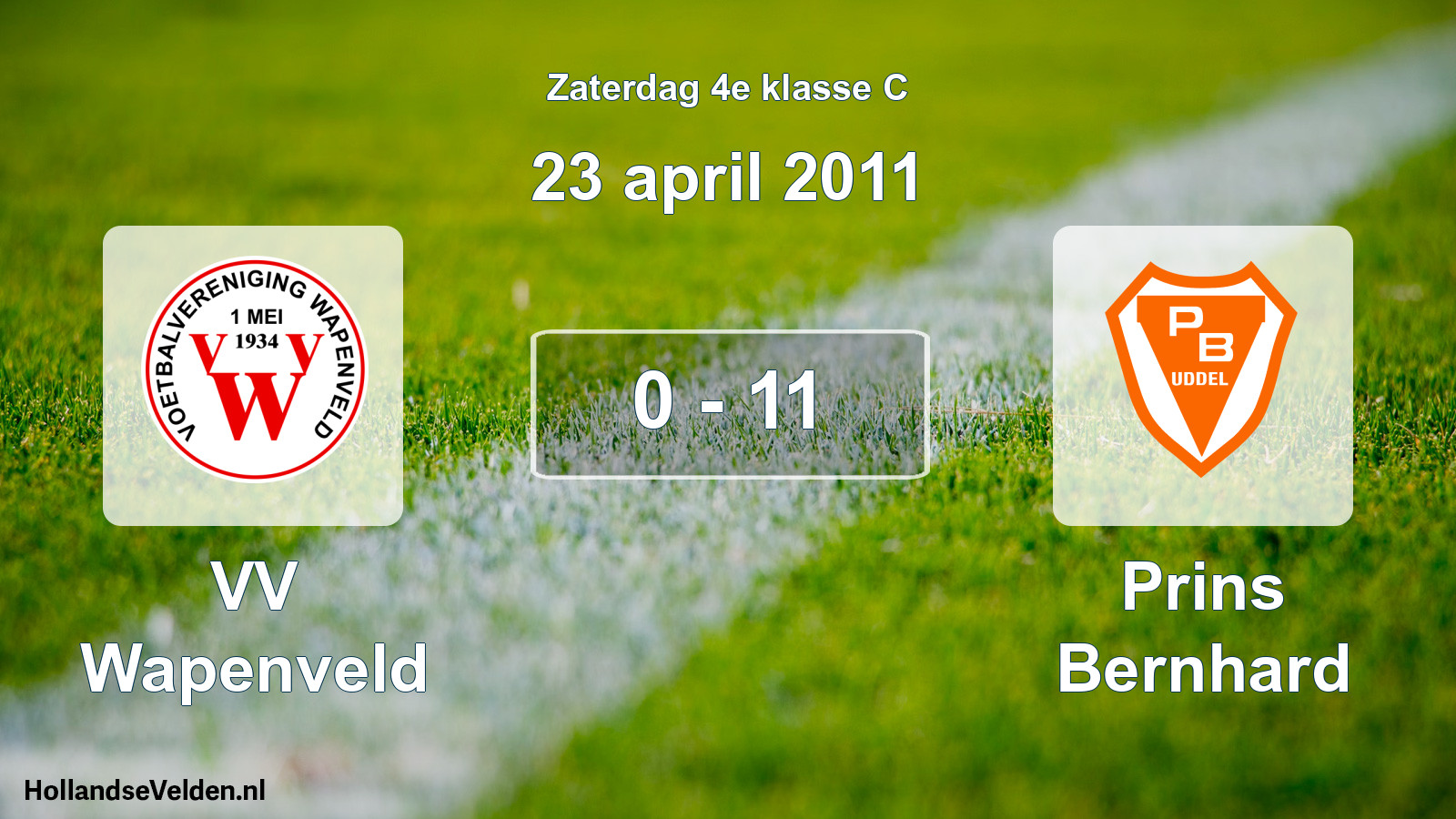 Total number of matches played: VV Wapenveld - Prins Bernhard 0 - 11 (23 April 2011)