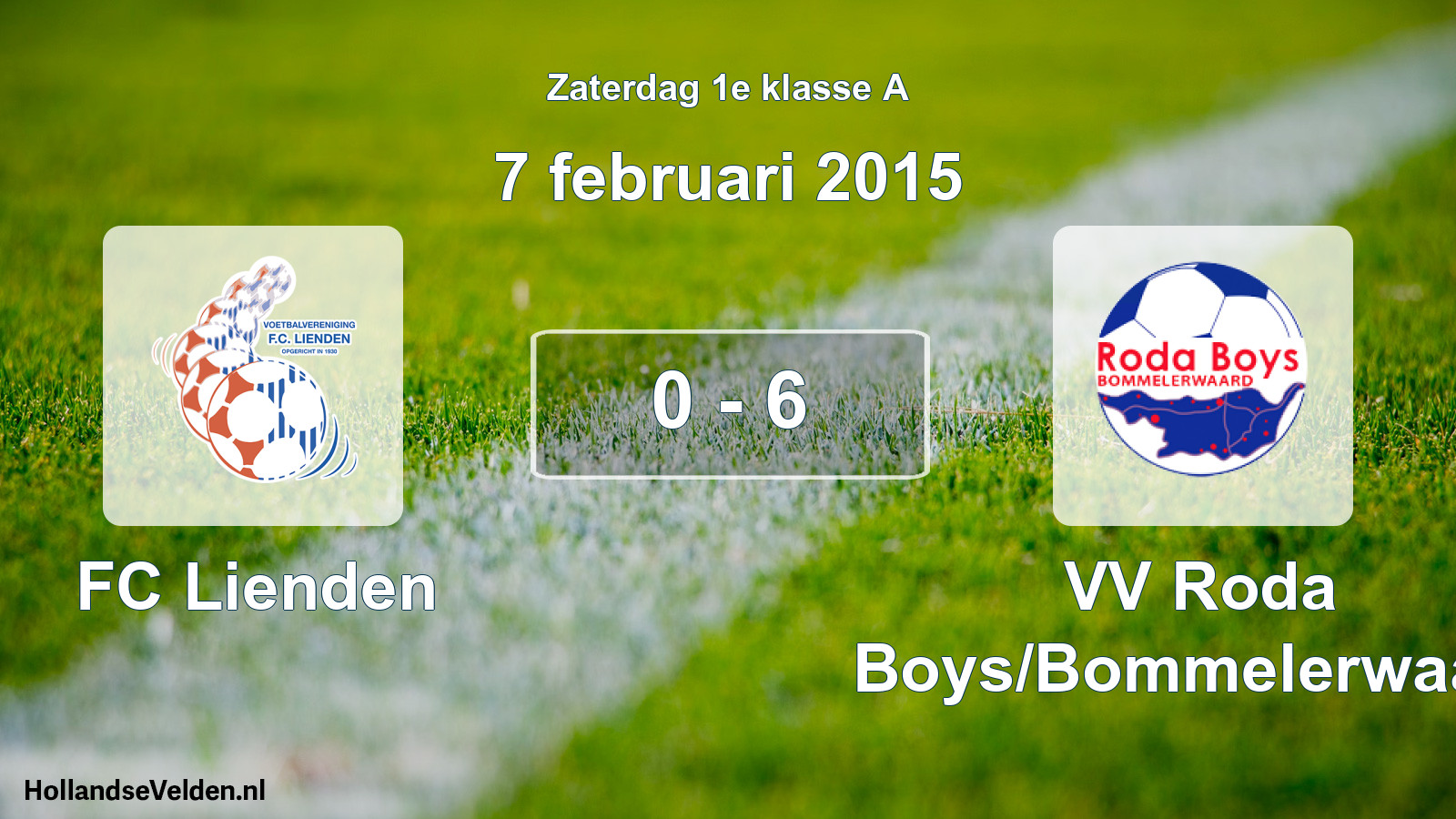 Total number of matches played: FC Lienden - VV Roda Boys/Bommelerwaard 0 - 6 (7 February 2015)