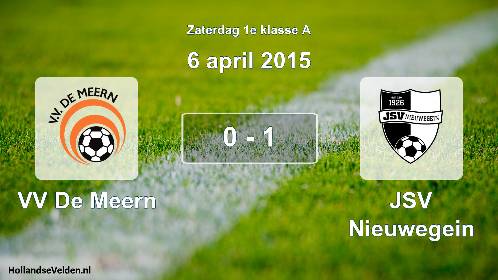 Total number of matches played: VV De Meern - JSV Nieuwegein 0 - 1 (6 April 2015)