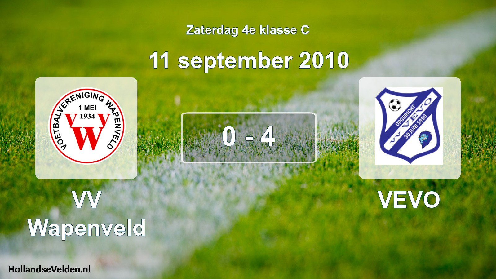 Total number of matches played: VV Wapenveld - VEVO 0 - 4 (11 September 2010)