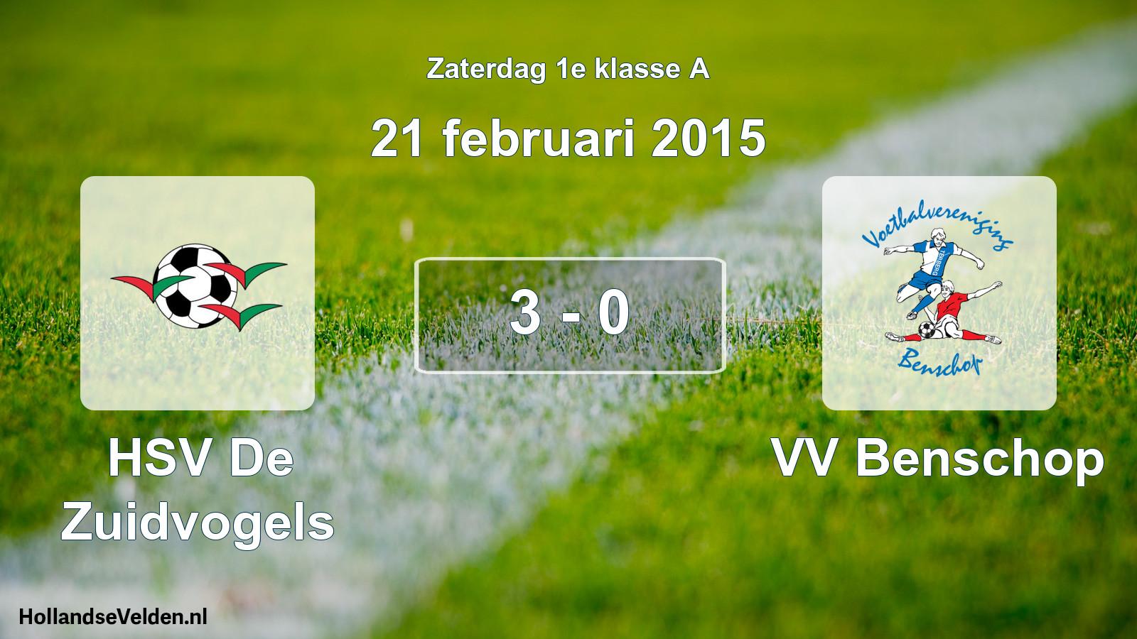 Total number of matches played: HSV De Zuidvogels - VV Benschop 3 - 0 (21 February 2015)