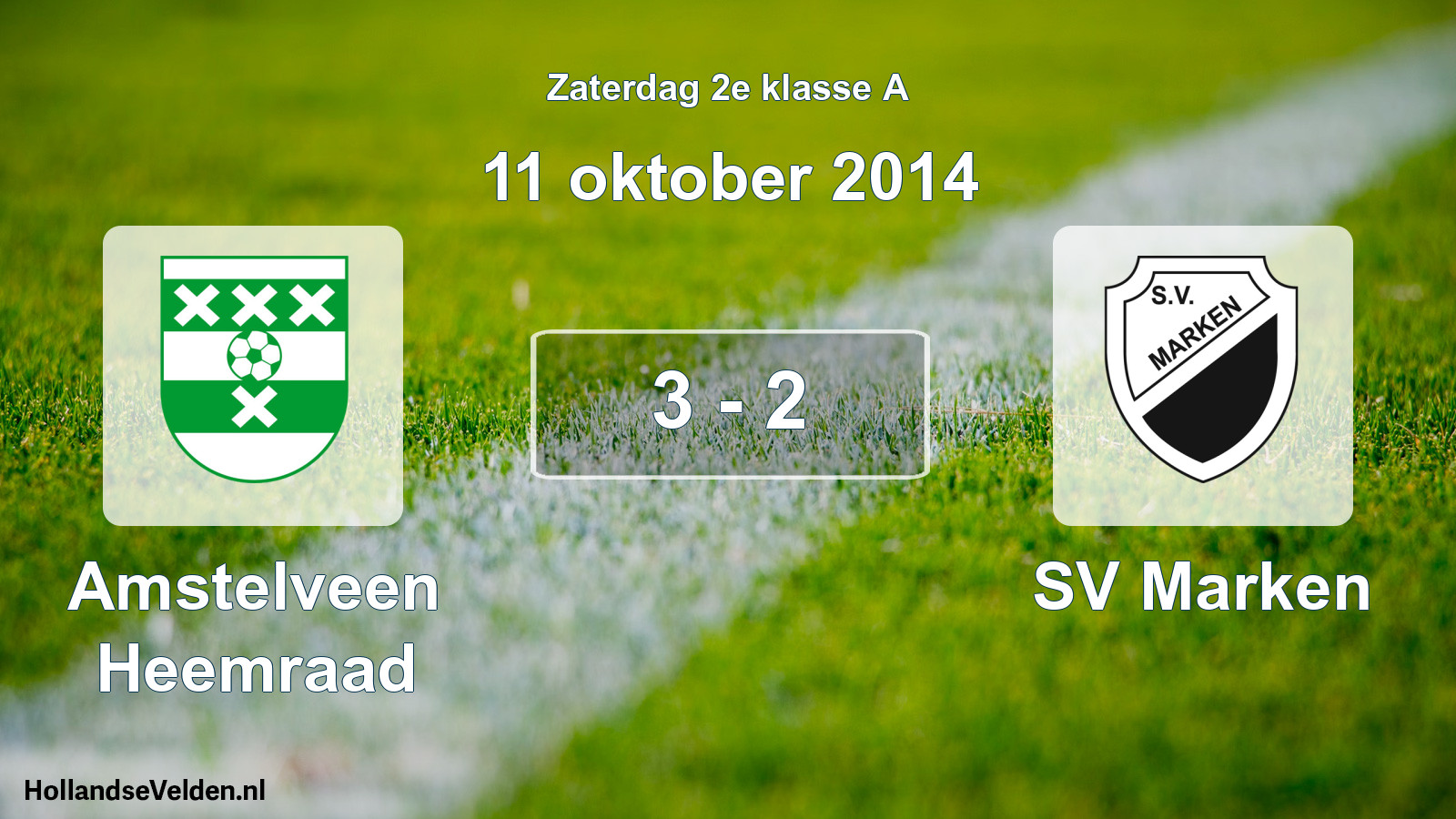 Total number of matches played: Amstelveen Heemraad - SV Marken 3 - 2 (11 October 2014)
