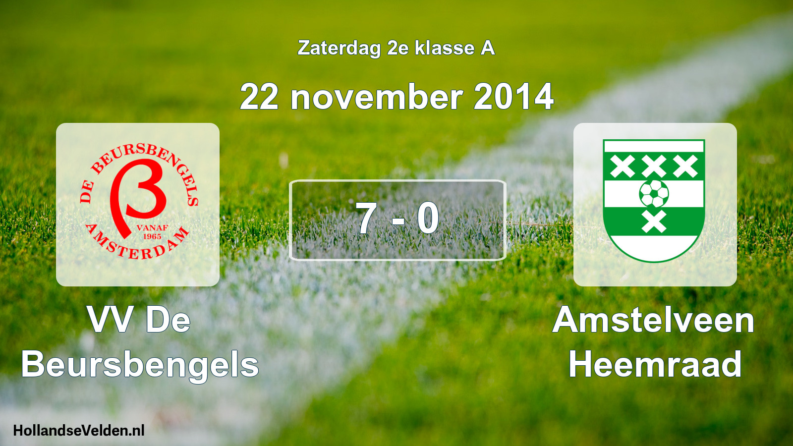Total number of matches played: VV De Beursbengels - Amstelveen Heemraad 7 - 0 (22 November 2014)