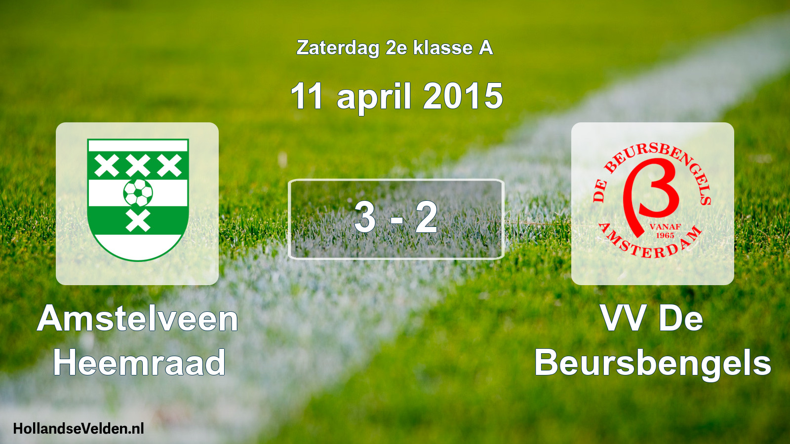 Total number of matches played: Amstelveen Heemraad - VV De Beursbengels 3 - 2 (11 April 2015)