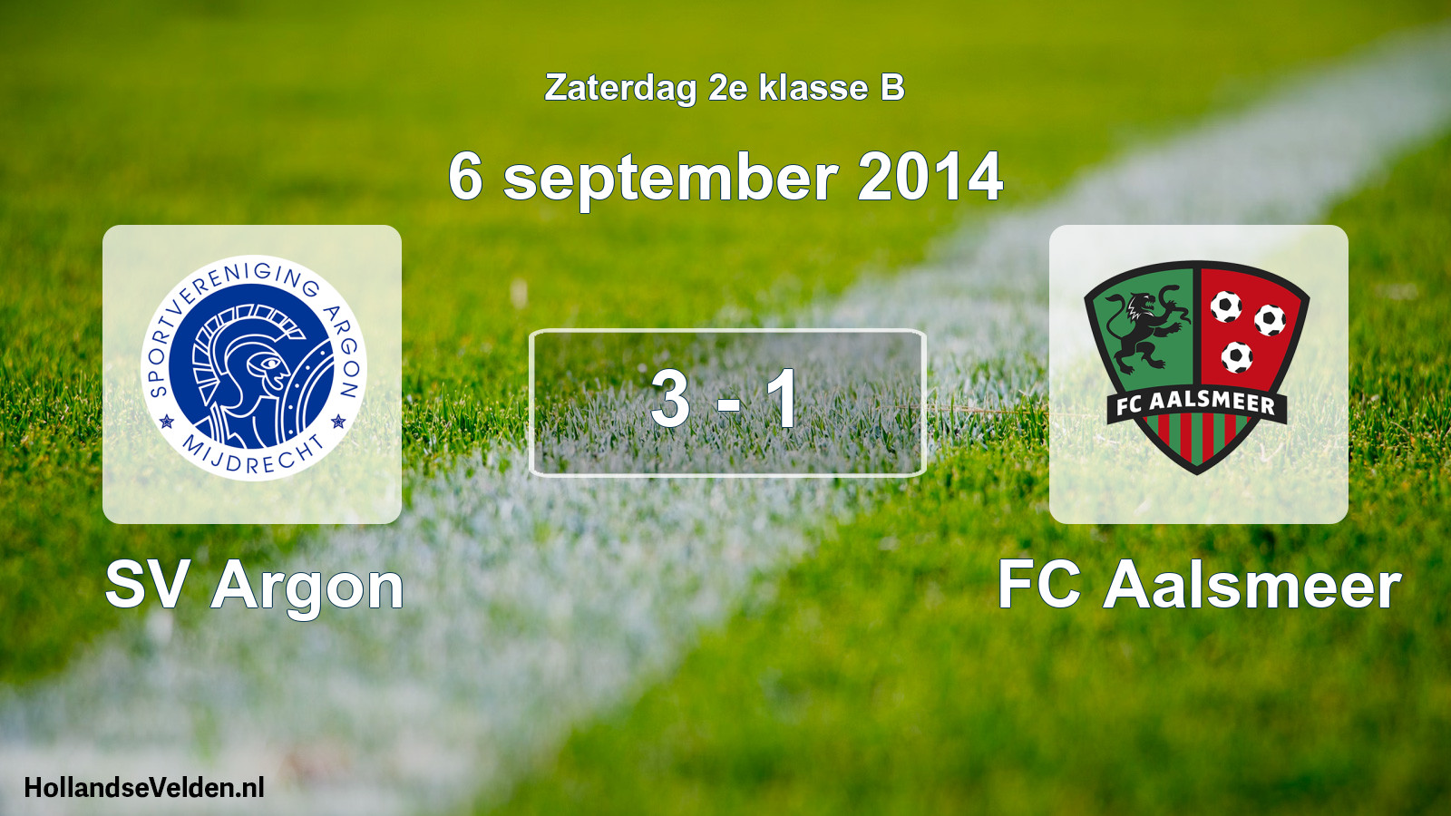 Total number of matches played: SV Argon - FC Aalsmeer 3 - 1 (6 September 2014)