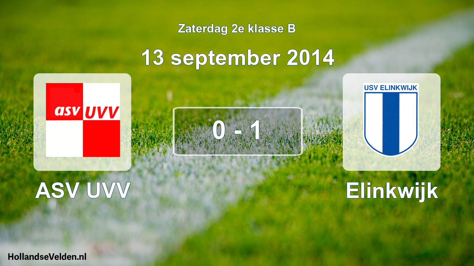 Total number of matches played: ASV UVV - Elinkwijk 0 - 1 (13 September 2014)