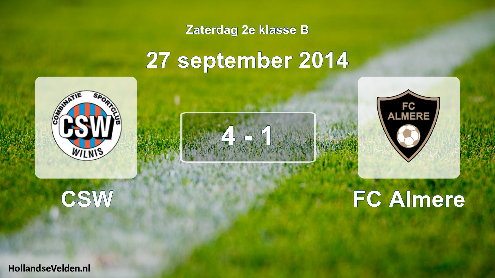 Total number of matches played: CSW - FC Almere 4 - 1 (27 September 2014)