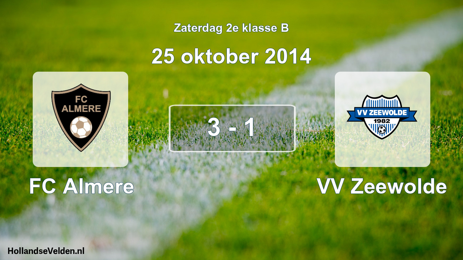 Total number of matches played: FC Almere - VV Zeewolde 3 - 1 (25 October 2014)