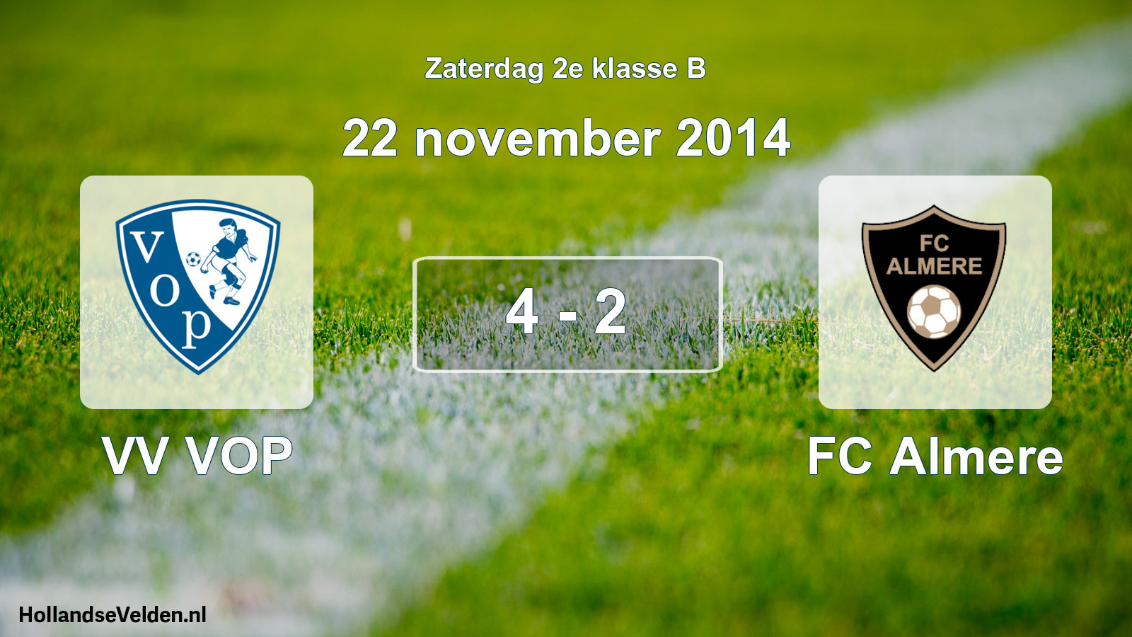 Total number of matches played: VV VOP - FC Almere 4 - 2 (22 November 2014)