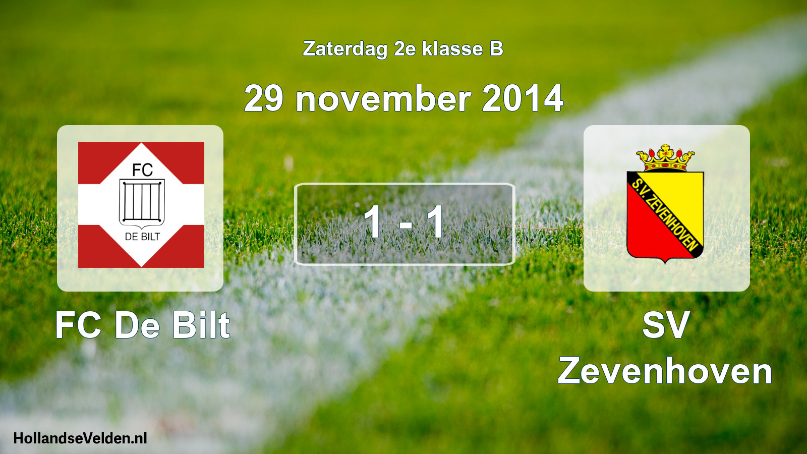 Total number of matches played: FC De Bilt - SV Zevenhoven 1 - 1 (29 November 2014)
