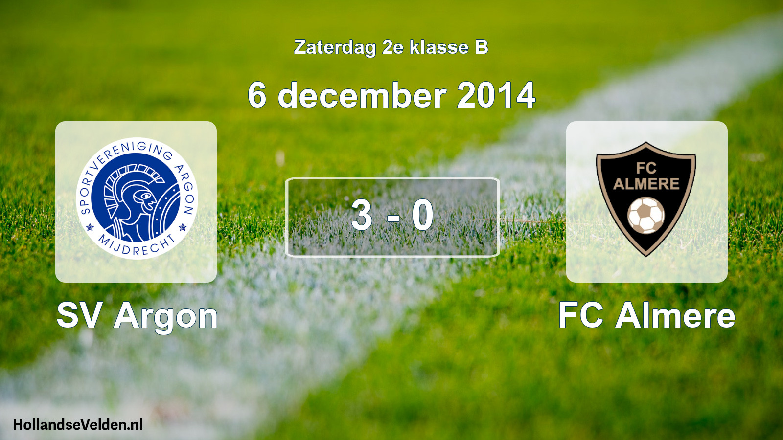 Total number of matches played: SV Argon - FC Almere 3 - 0 (6 December 2014)