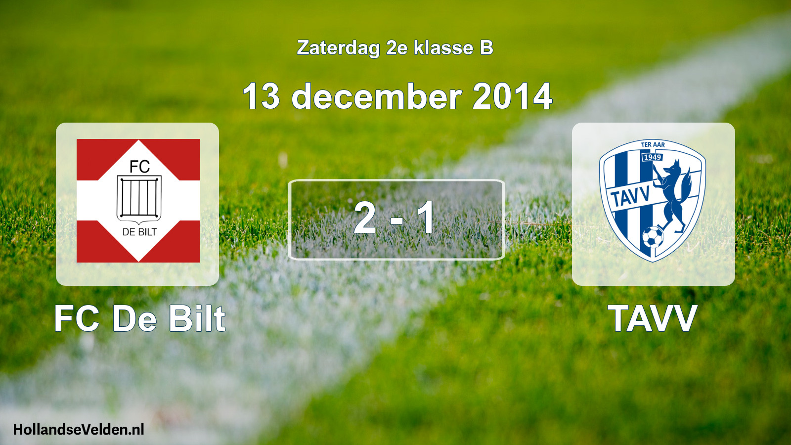 Total number of matches played: FC De Bilt - TAVV 2 - 1 (13 December 2014)