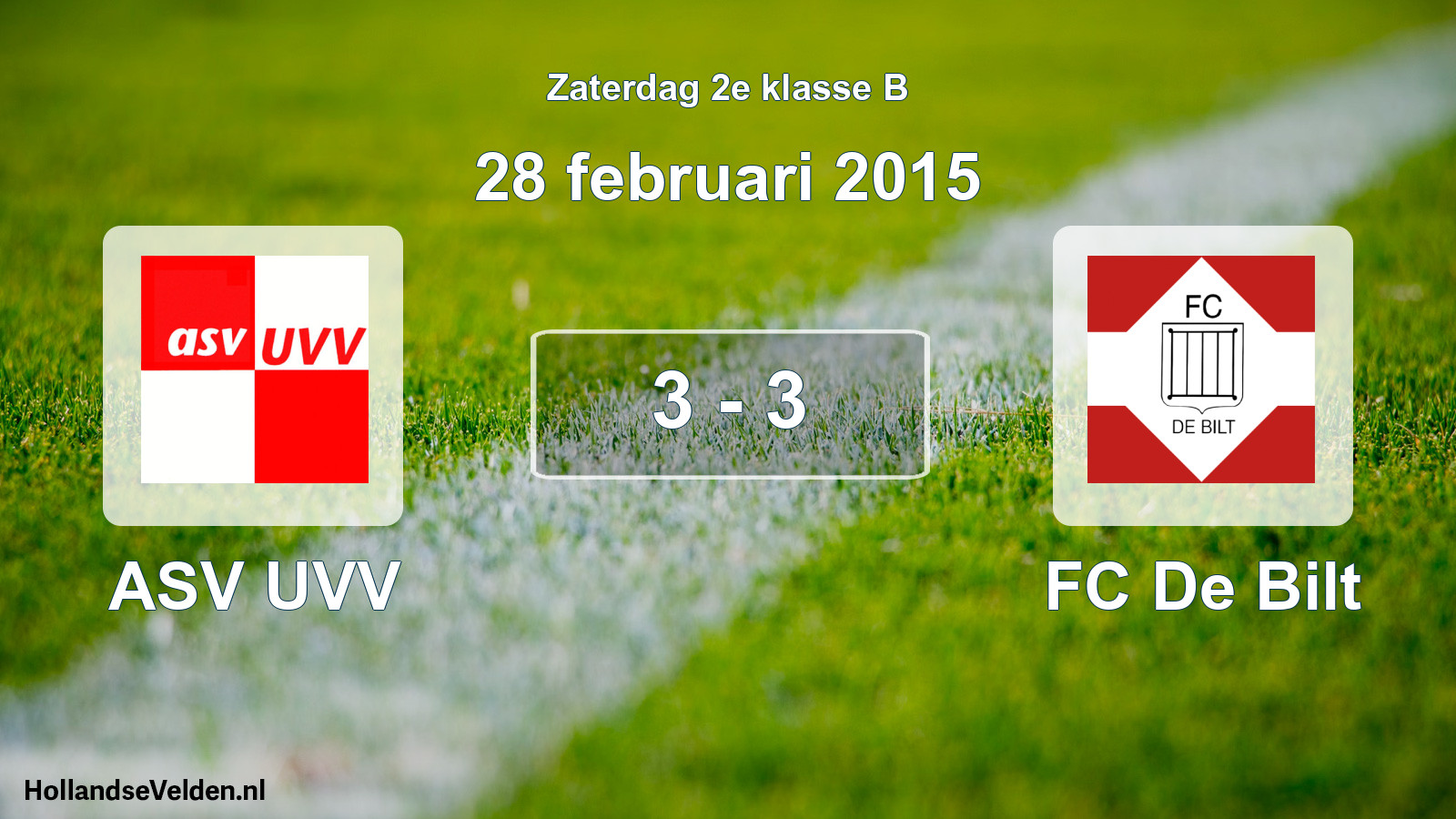 Total number of matches played: ASV UVV - FC De Bilt 3 - 3 (28 February 2015)