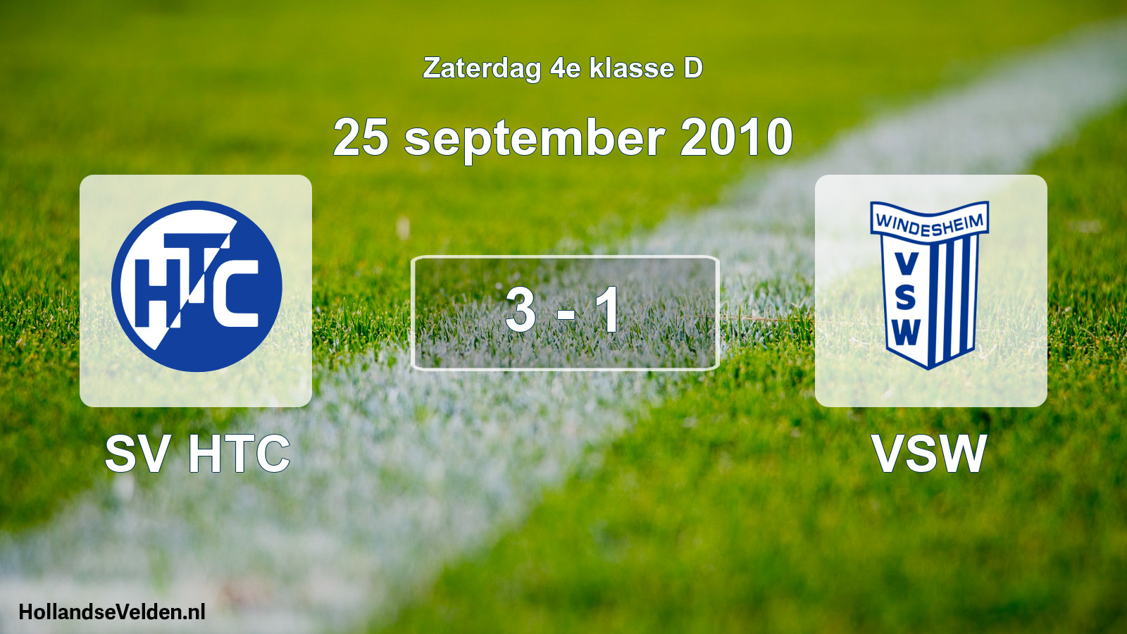 Total number of matches played: SV HTC - VSW 3 - 1 (25 September 2010)