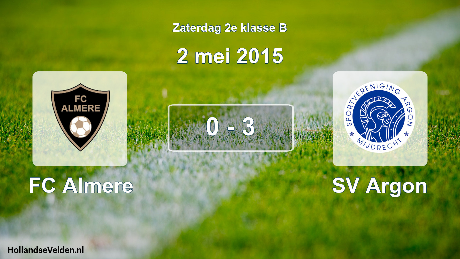 Total number of matches played: FC Almere - SV Argon 0 - 3 (2 May 2015)