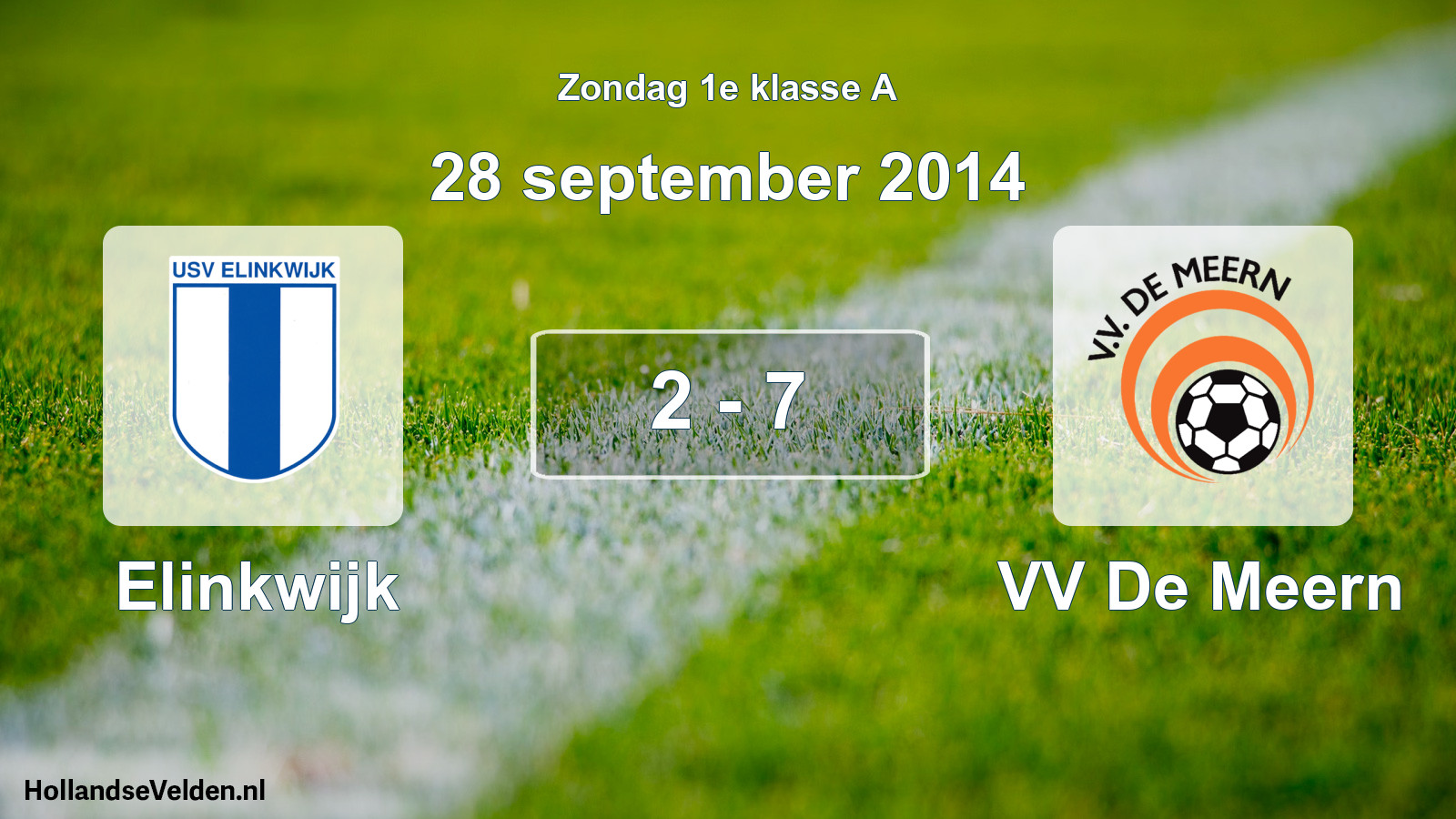 Total number of matches played: Elinkwijk - VV De Meern 2 - 7 (28 September 2014)