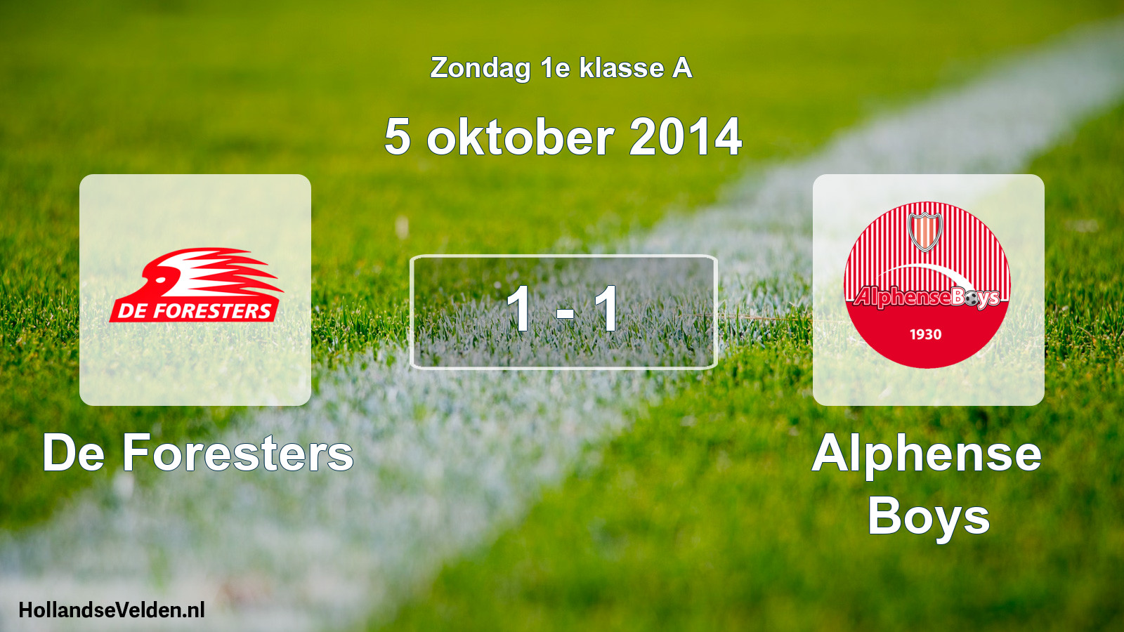 Total number of matches played: De Foresters - Alphense Boys 1 - 1 (5 October 2014)