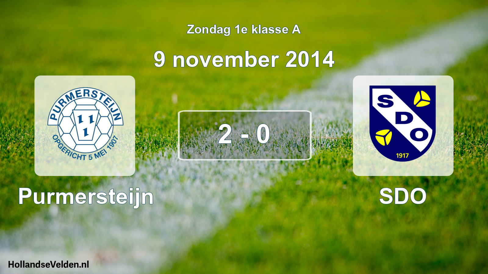Total number of matches played: Purmersteijn - SDO 2 - 0 (9 November 2014)