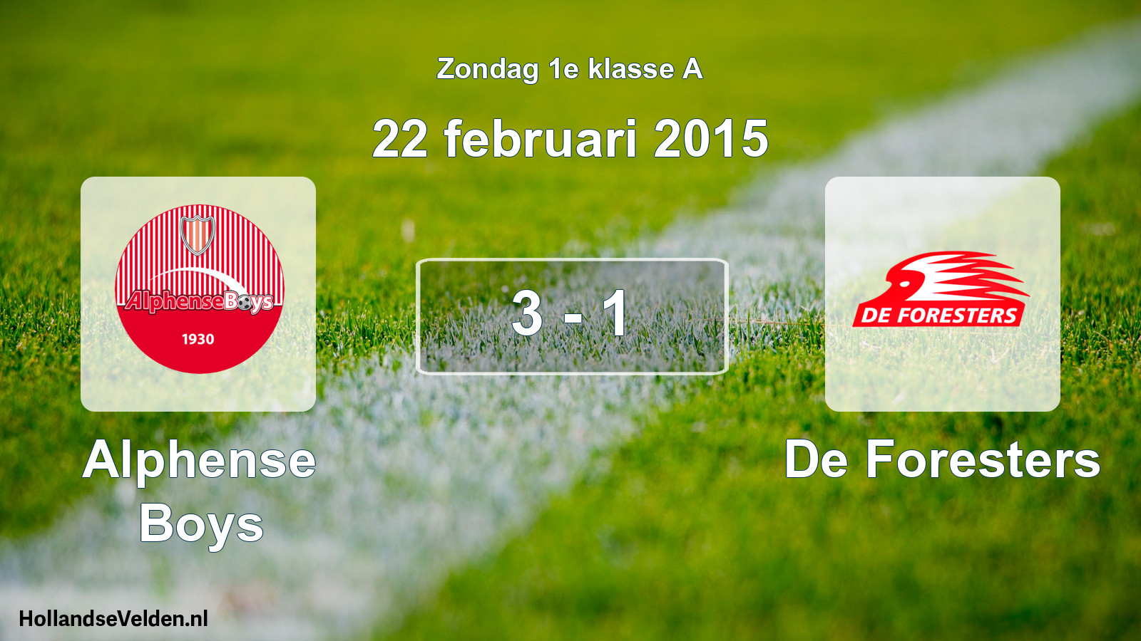 Total number of matches played: Alphense Boys - De Foresters 3 - 1 (22 February 2015)