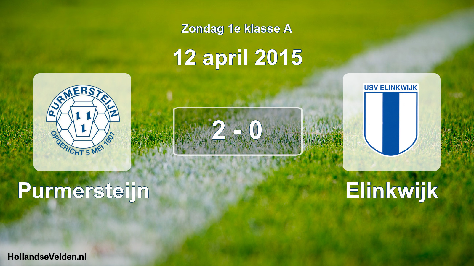 Total number of matches played: Purmersteijn - Elinkwijk 2 - 0 (12 April 2015)