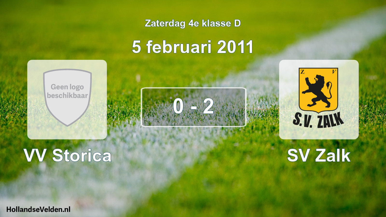 Total number of matches played: VV Storica - SV Zalk 0 - 2 (5 February 2011)