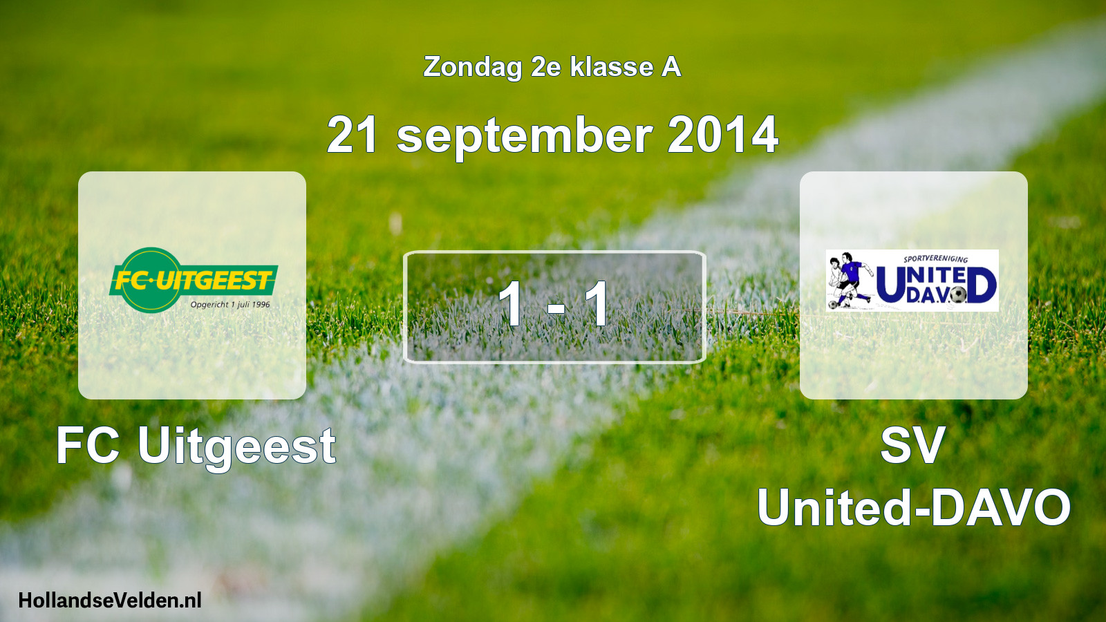 Total number of matches played: FC Uitgeest - SV United-DAVO 1 - 1 (21 September 2014)