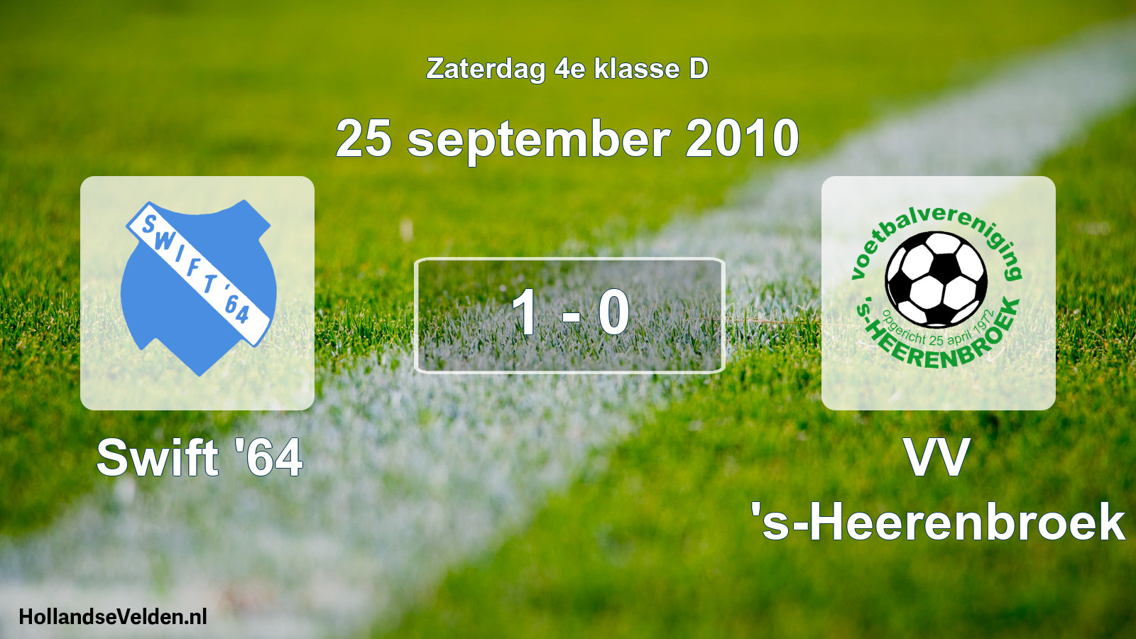 Total number of matches played: Swift '64 - VV 's-Heerenbroek 1 - 0 (25 September 2010)