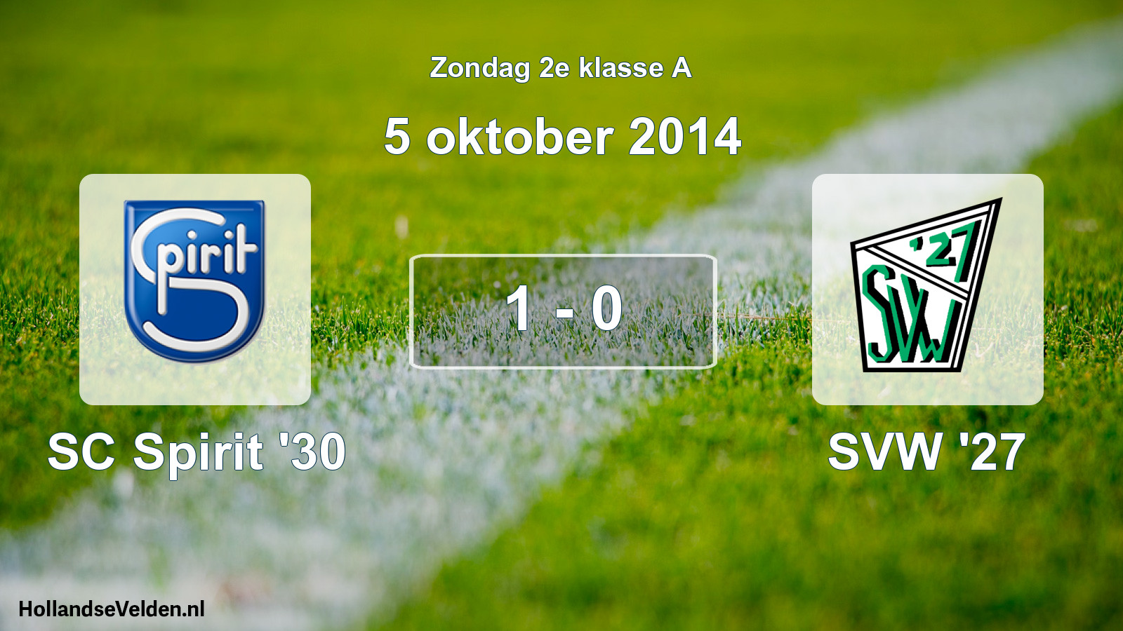 Total number of matches played: SC Spirit '30 - SVW '27 1 - 0 (5 October 2014)