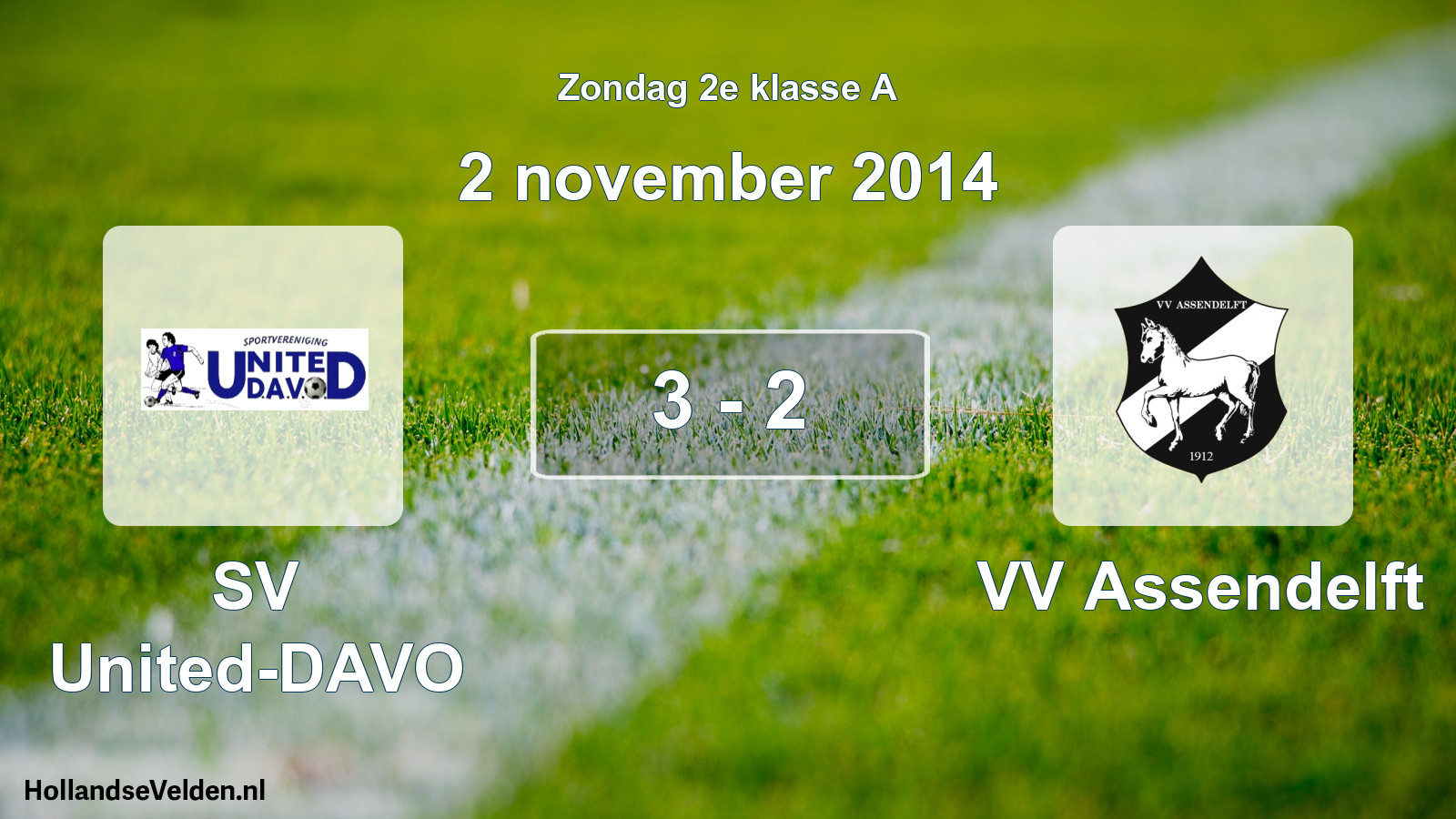 Total number of matches played: SV United-DAVO - VV Assendelft 3 - 2 (2 November 2014)