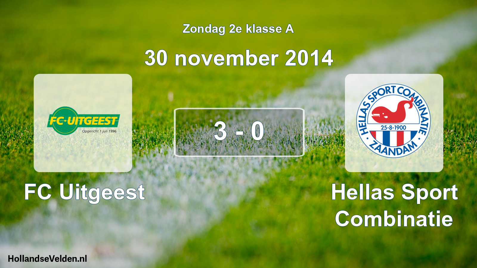 Total number of matches played: FC Uitgeest - Hellas Sport Combinatie 3 - 0 (30 November 2014)