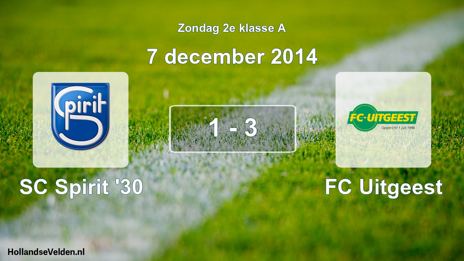 Total number of matches played: SC Spirit '30 - FC Uitgeest 1 - 3 (7 December 2014)