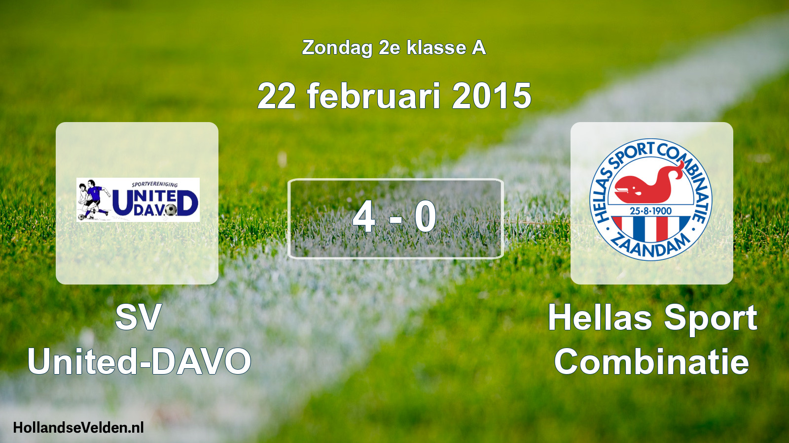 Total number of matches played: SV United-DAVO - Hellas Sport Combinatie 4 - 0 (22 February 2015)