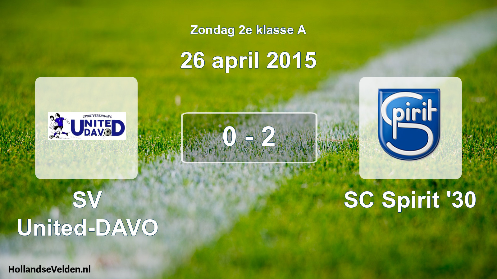Total number of matches played: SV United-DAVO - SC Spirit '30 0 - 2 (26 April 2015)