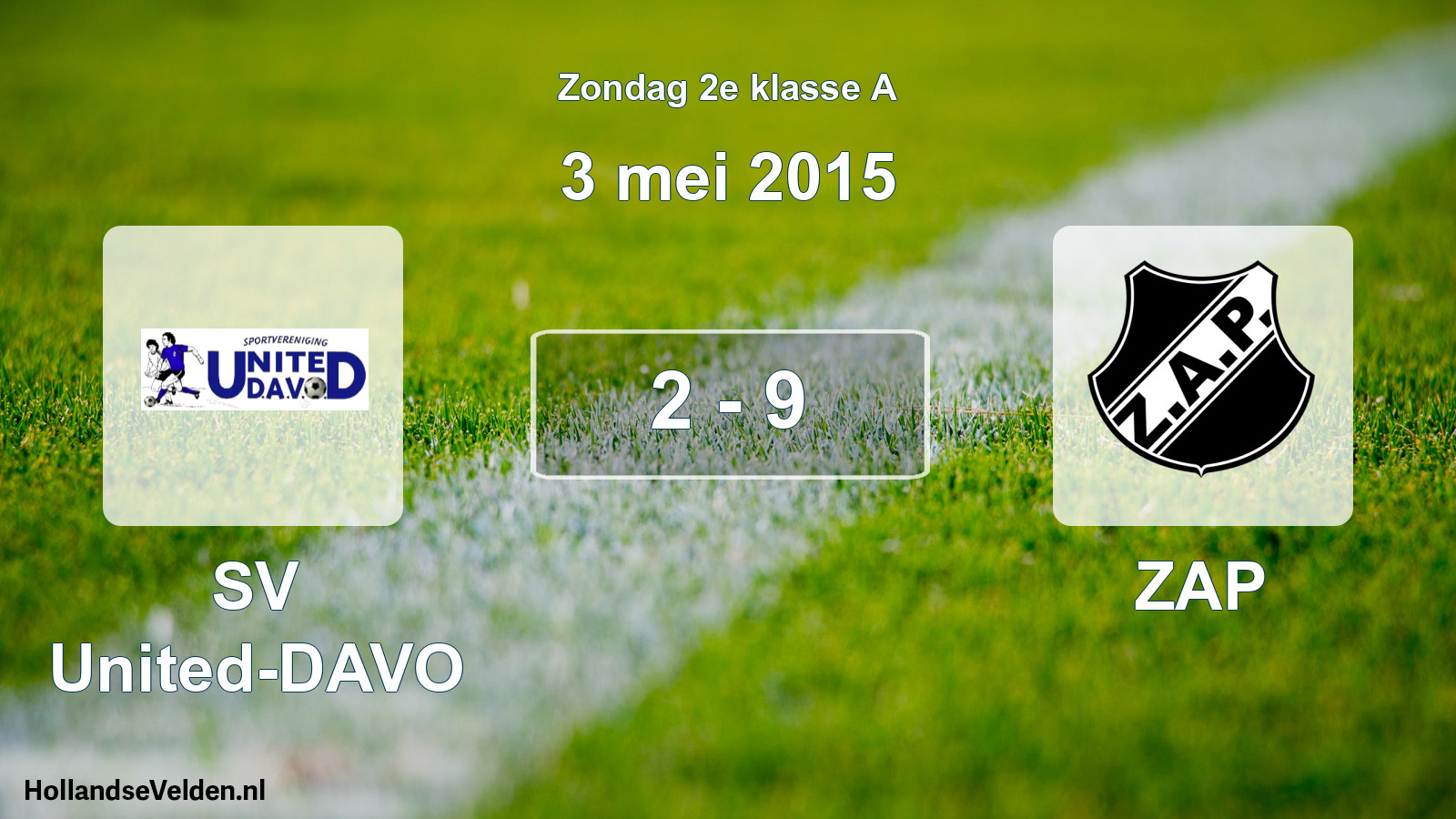 Total number of matches played: SV United-DAVO - ZAP 2 - 9 (3 May 2015)