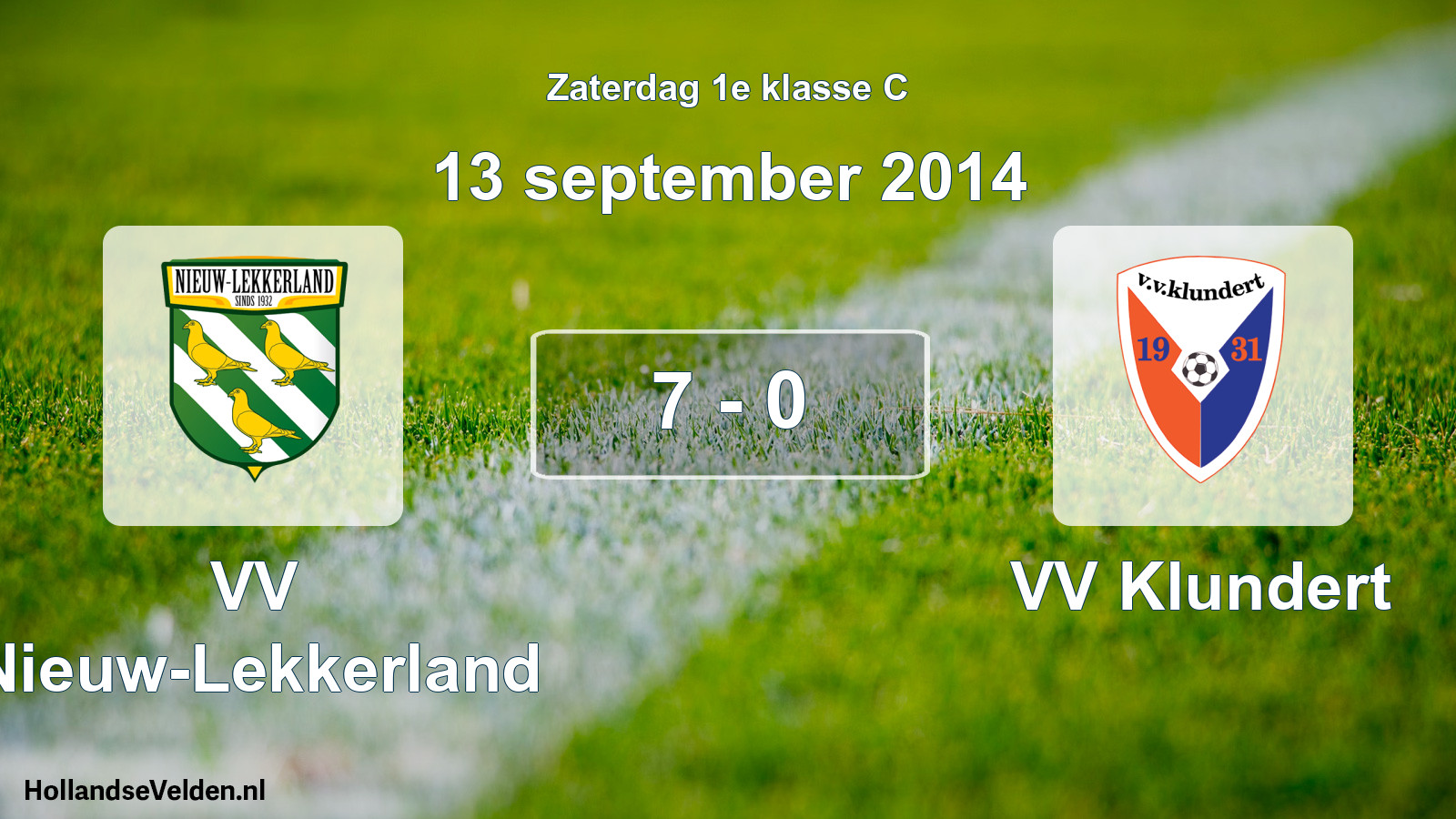 Total number of matches played: VV Nieuw-Lekkerland - VV Klundert 7 - 0 (13 September 2014)