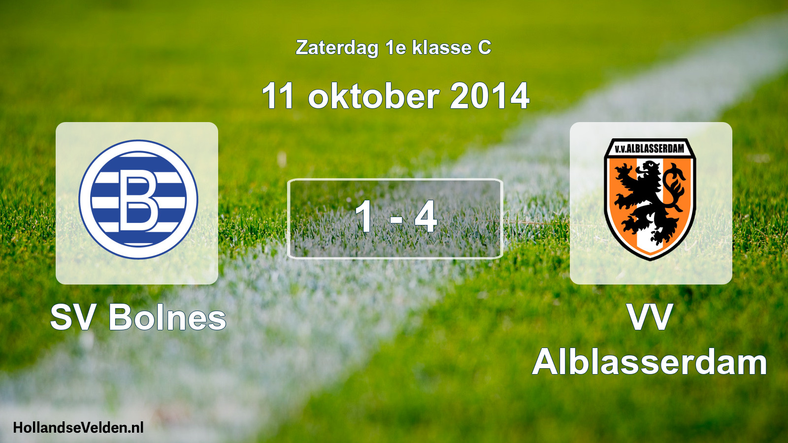 Total number of matches played: SV Bolnes - VV Alblasserdam 1 - 4 (11 October 2014)