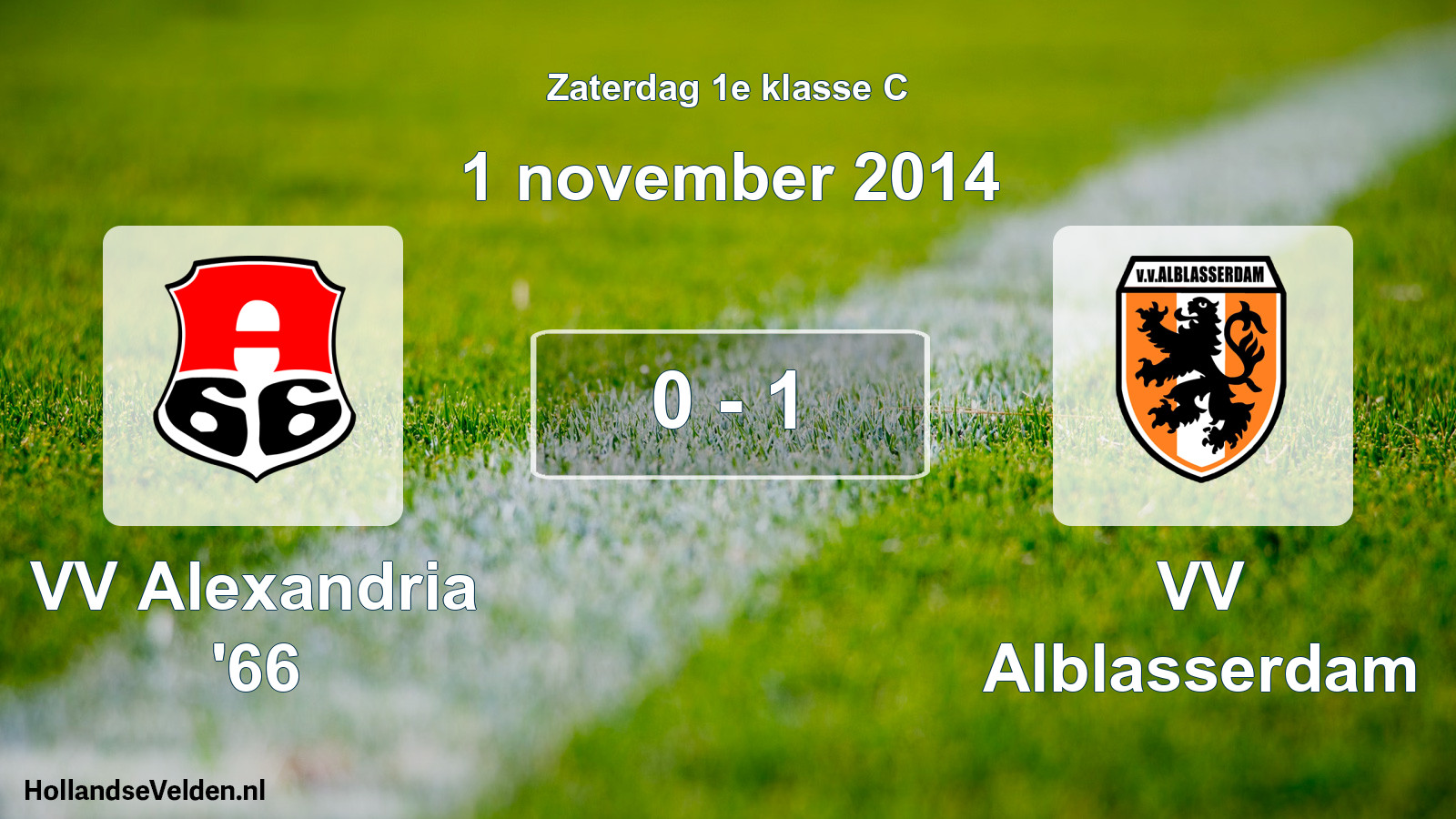 Total number of matches played: VV Alexandria '66 - VV Alblasserdam 0 - 1 (1 November 2014)