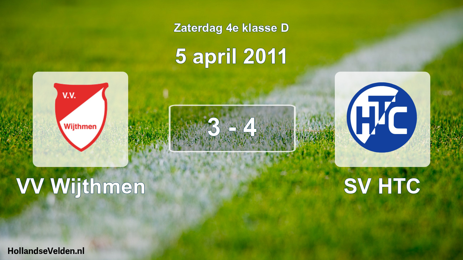 Total number of matches played: VV Wijthmen - SV HTC 3 - 4 (5 April 2011)