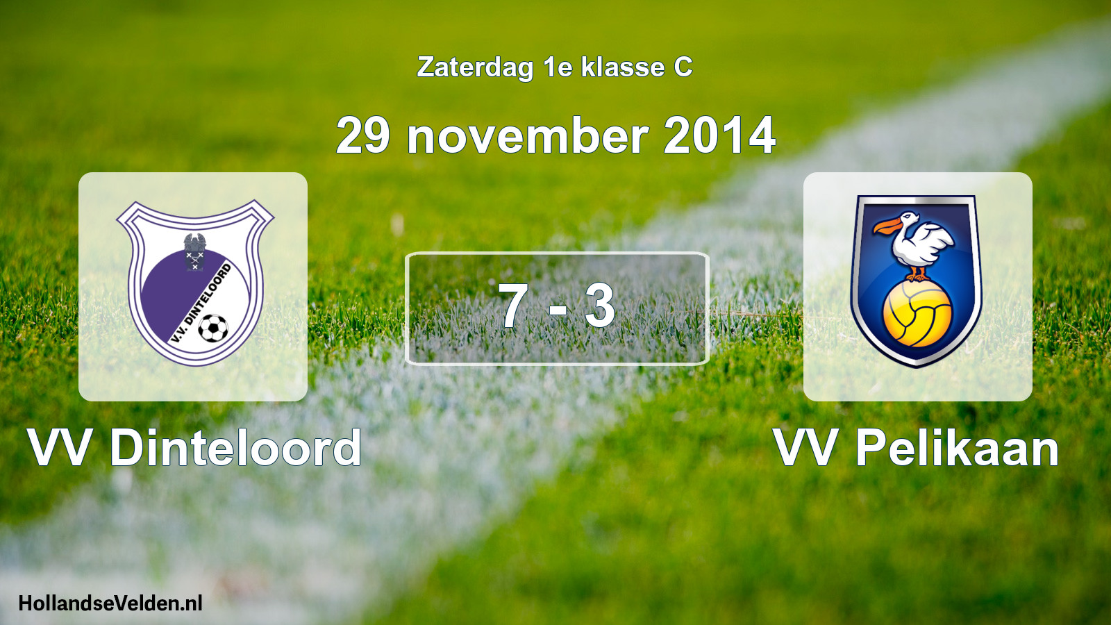 Total number of matches played: VV Dinteloord - VV Pelikaan 7 - 3 (29 November 2014)