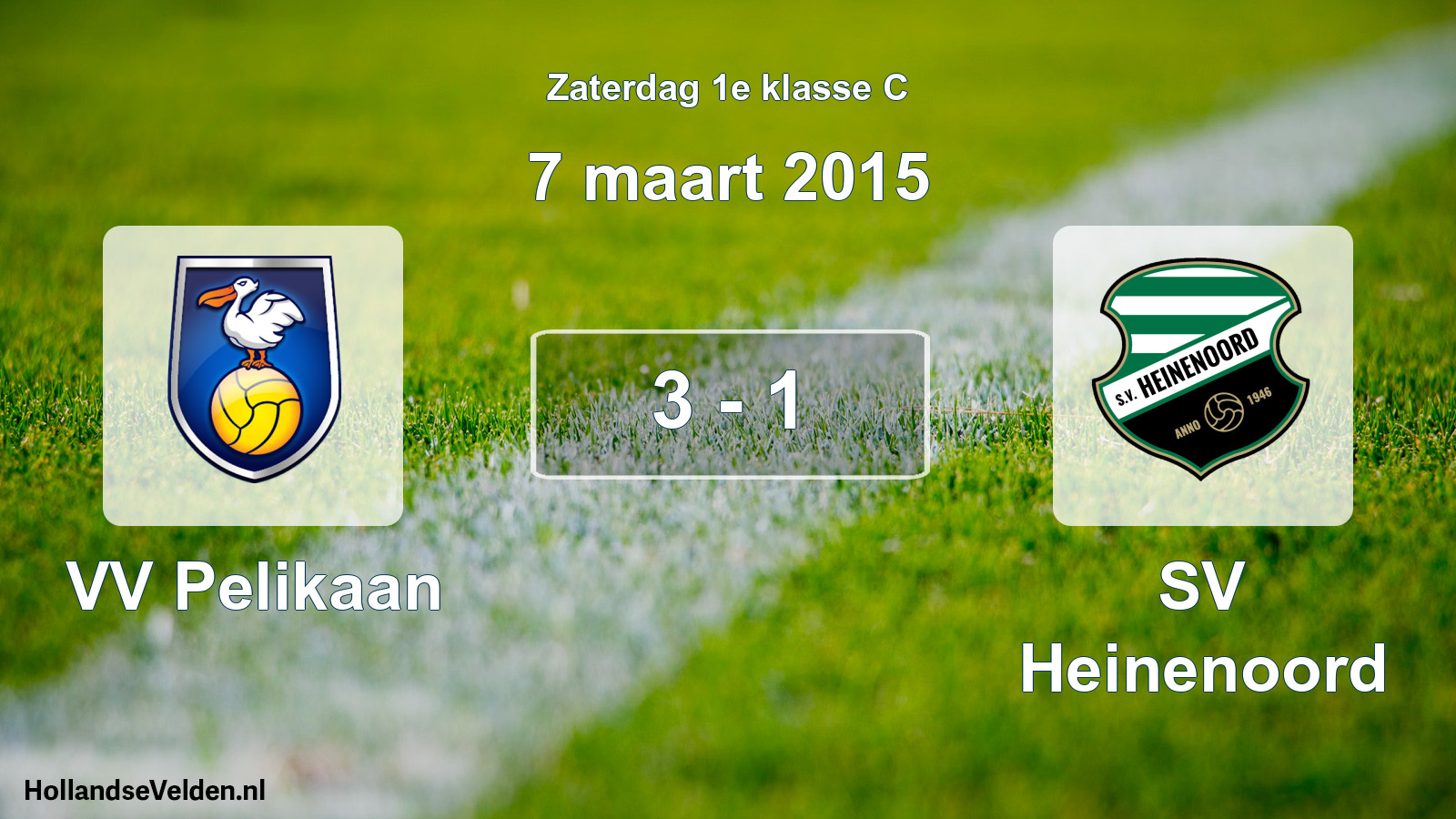 Total number of matches played: VV Pelikaan - SV Heinenoord 3 - 1 (7 March 2015)