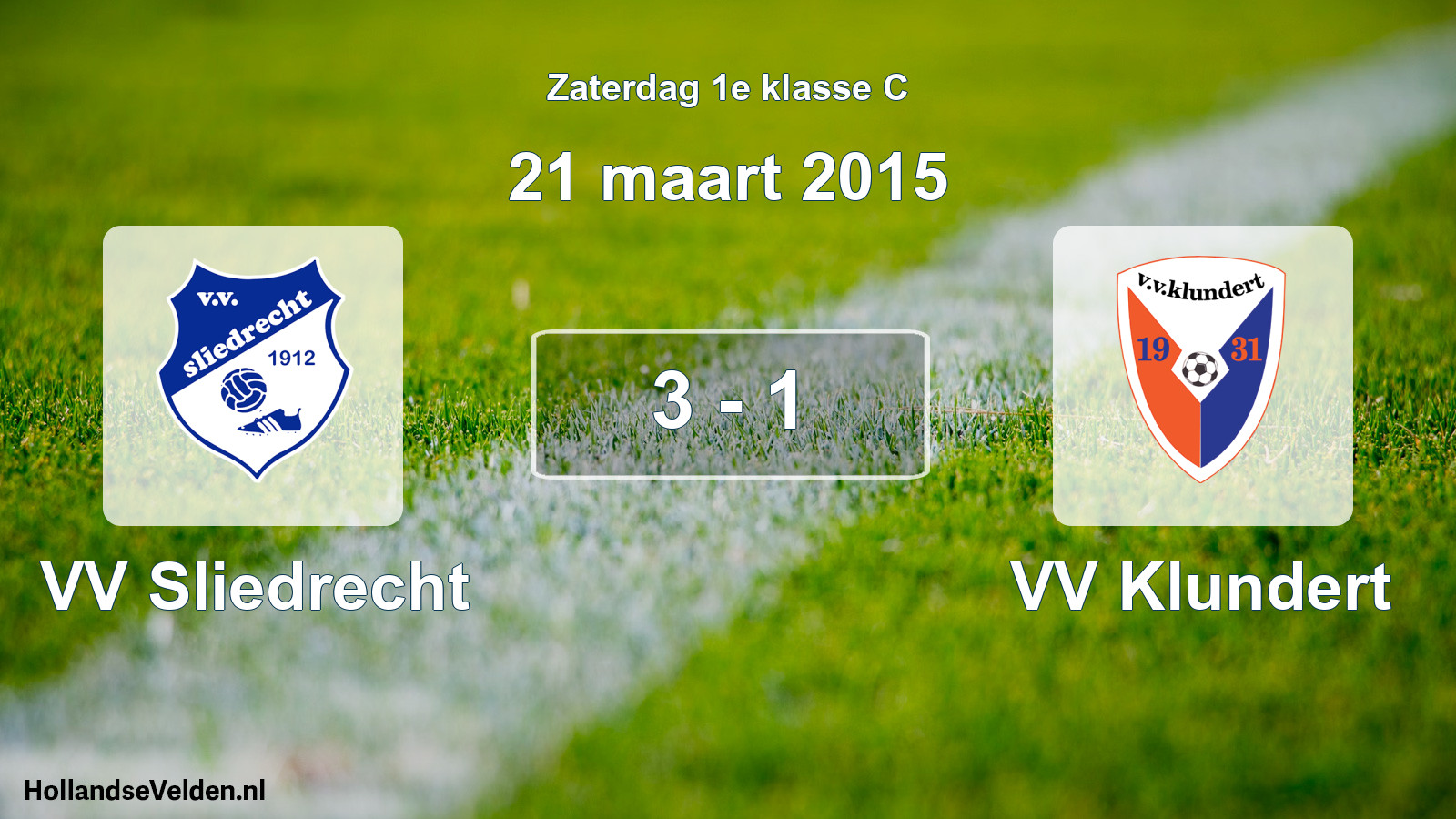 Total number of matches played: VV Sliedrecht - VV Klundert 3 - 1 (21 March 2015)